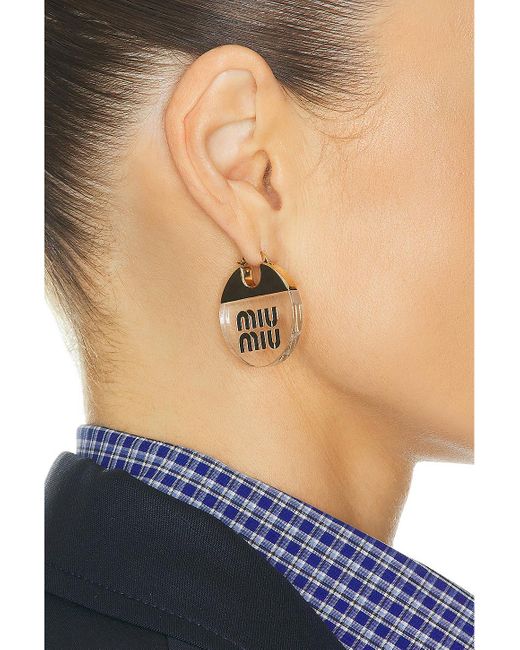 Miu Miu Metallic Logo Earrings