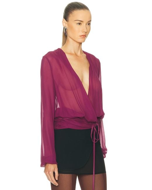 The Attico Red Deep V Blouse