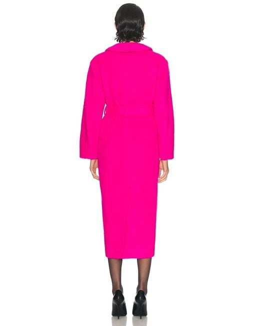 LAPOINTE Pink Fuzzy Coating Belted Coat