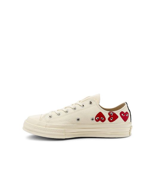 COMME DES GARÇONS PLAY White Chuck 70 Ox "Multi Hearts" Sneakers