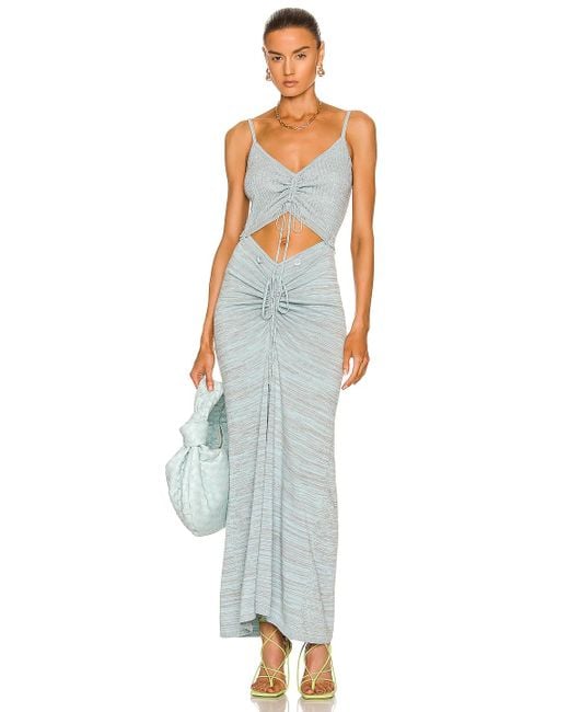 Christopher Esber Synthetic Ruched Disconnect Knit Cami Dress in Ice Blue & Grey Marle (Gray) - Lyst