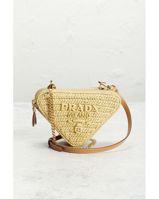 Prada Metallic Raffia Mini Triangle Shoulder Bag