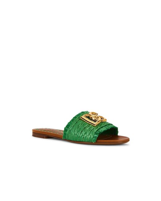 Dolce & Gabbana Green Raffia Flat Slide