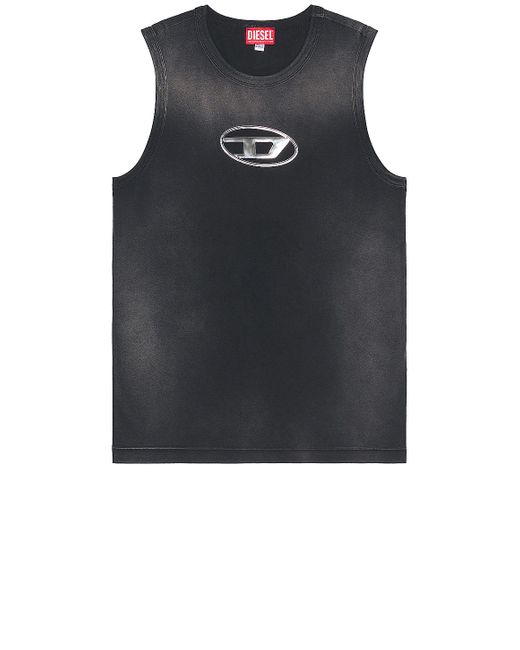 DIESEL Black T-Brico Faded Tank Top With Puffy Oval D for men