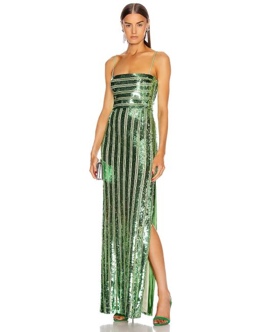 Galvan Green Stargaze Bandeau Dress