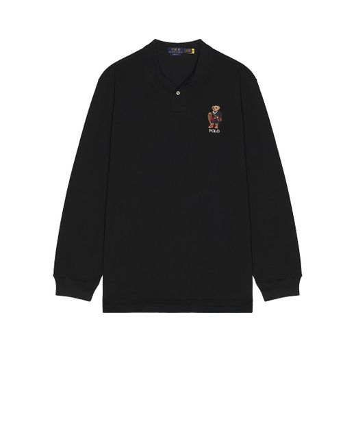 Polo Ralph Lauren Black Long Sleeve Novelty Holiday Bear Polo for men