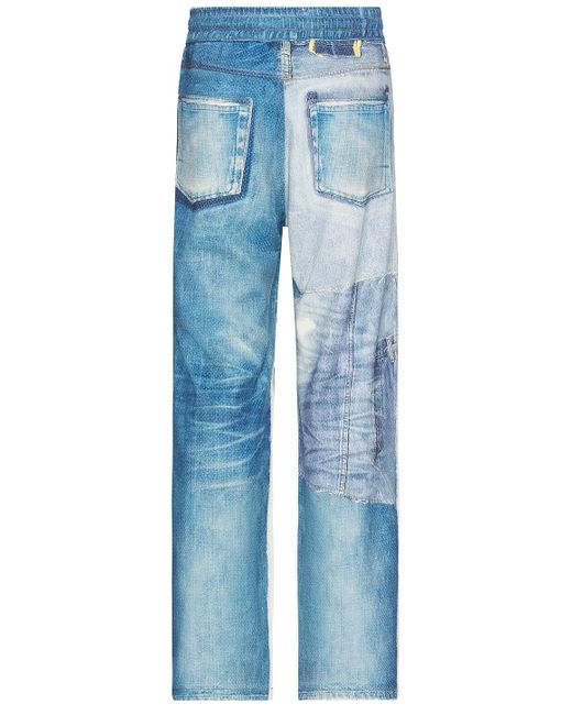 ANDERSSON BELL Blue Denim Trompe L'Oeil Mesh Pants