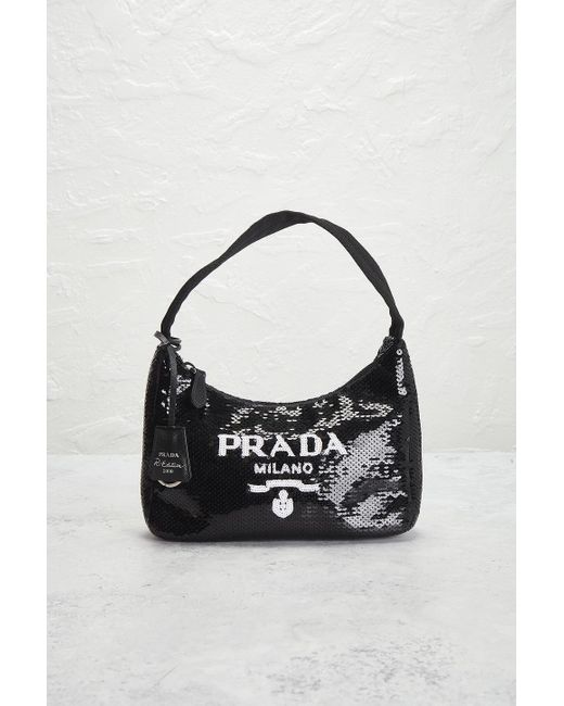 Prada Black Re-Edition 2000 Sequined Re-Nylon Mini Shoulder Bag