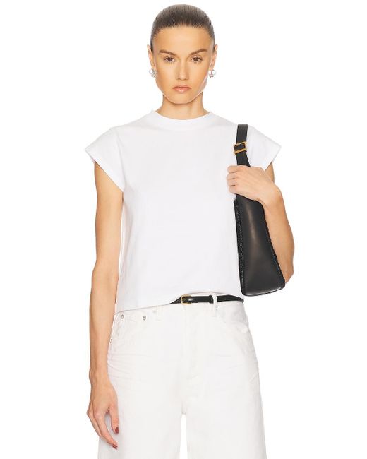 Agolde White Bryce Cap Sleeve Tee