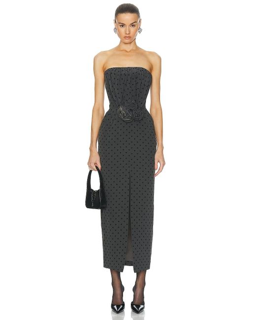 Alessandra Rich Black Polka Dot Print Bustier Dress
