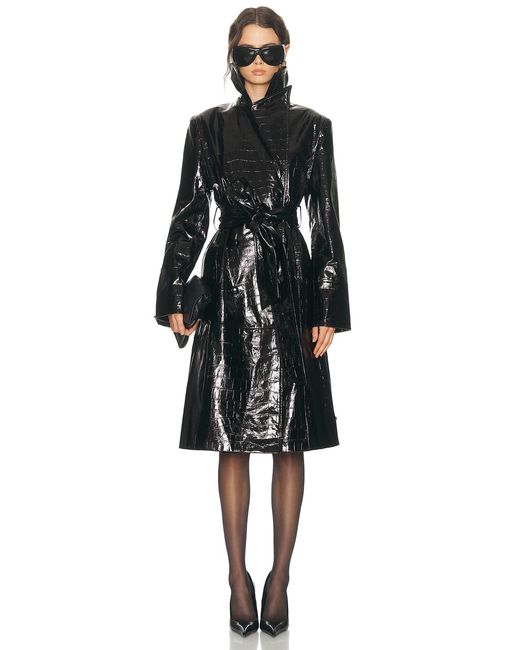 SAME Black The Leather Trench Coat