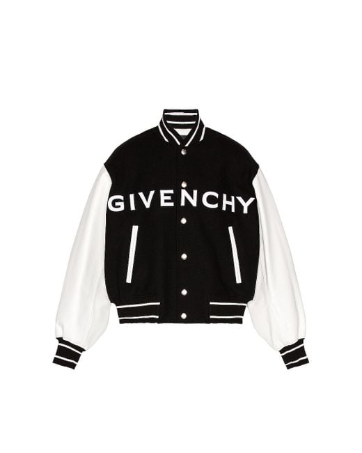 Givenchy Wool & Leather Varsity Jacket in Black for Men | Lyst