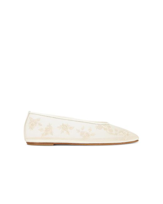 Magda Butrym White Embroidered Ballet Flat