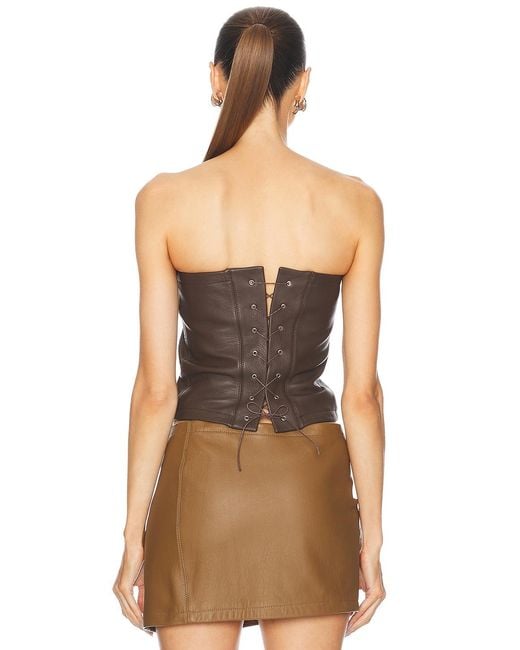 Jade Cropper Brown Leather Bustier Top