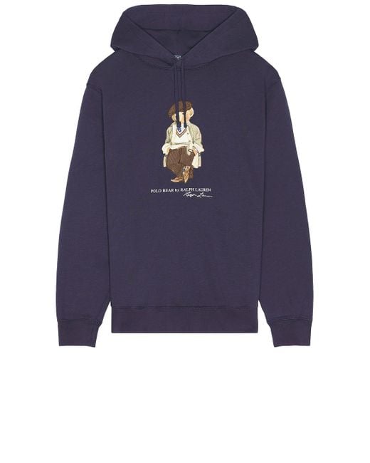 Polo Ralph Lauren Blue Vintage Fleece Novelty Bear Hoodie for men
