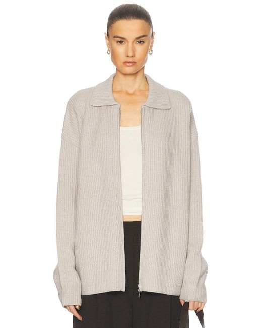 AYA MUSE Natural Cashmere Collared Zip Up