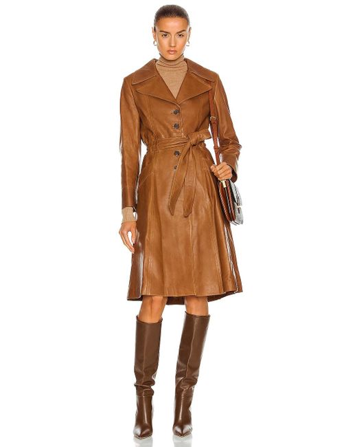 Nili Lotan Joni Leather Coat in Chestnut (Brown) | Lyst