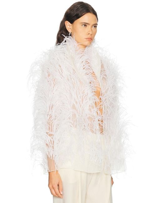 LAPOINTE White Marbled Feathers Jacket