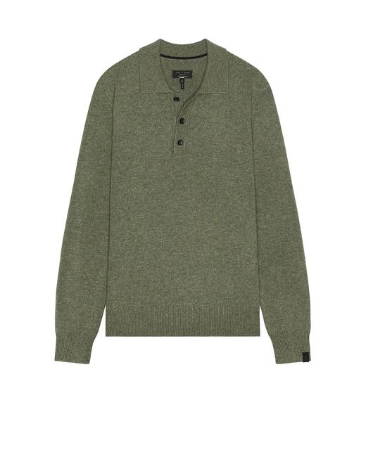 Rag & Bone Green Declan Rugby Polo for men