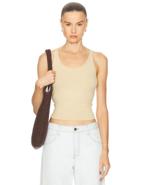 Enza Costa White Military Rib Slim Tank Top