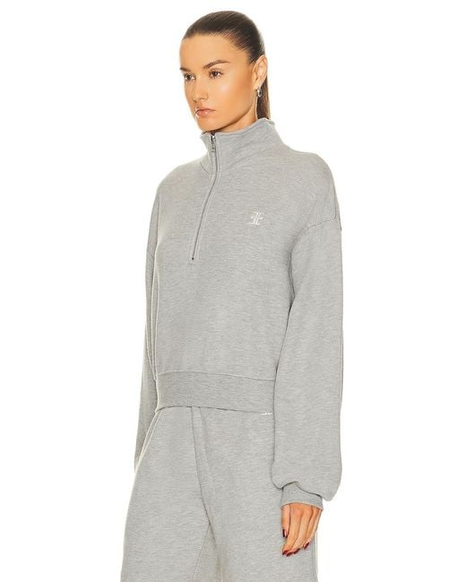ÉTERNE Gray Cropped Half Zip Sweatshirt