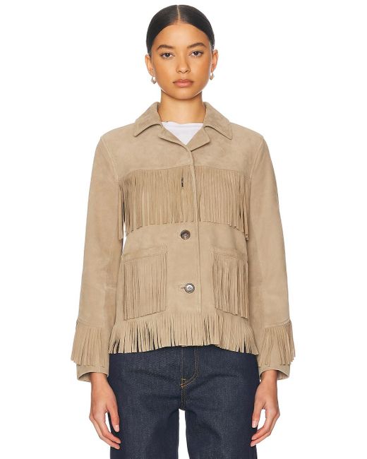 GRLFRND Natural Joni Suede Fringe Jacket