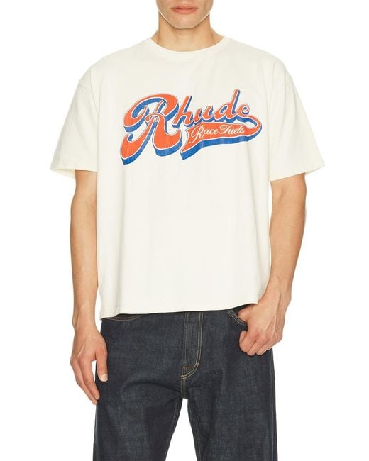 Rhude White Pit Stop Tee for men
