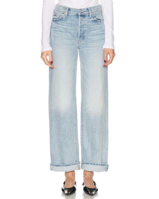 Mother Blue The Dodger Button Hover Cuff Jeans