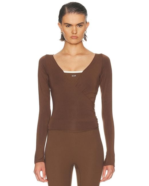 437 Brown The Ballet Wrap Top