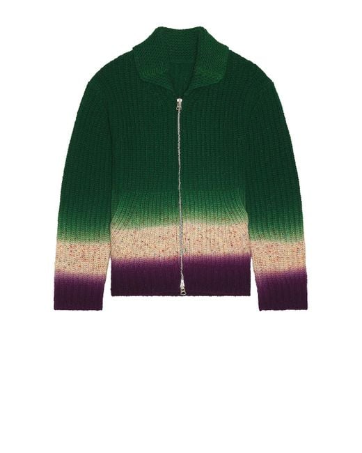 トップス sacai Garment Dye Wool Knit Cardigan Green & Purple Gradation Dye Knit Cardigan – On Sale Now with Up