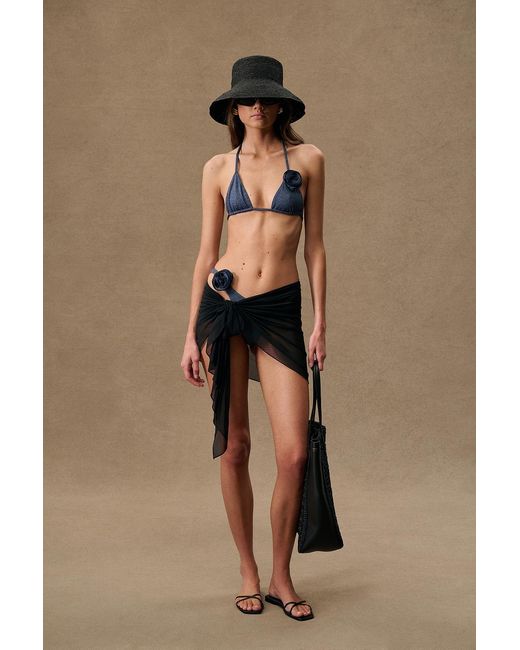 SAME Black Rosette Triangle Bikini Top