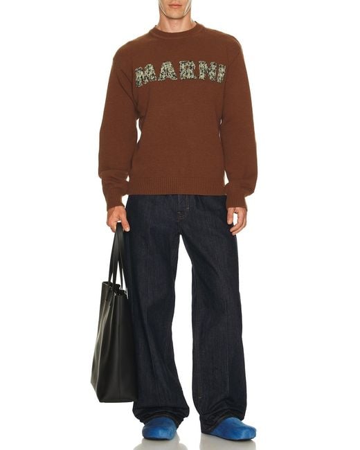 Marni Brown Round Neck Sweater for men