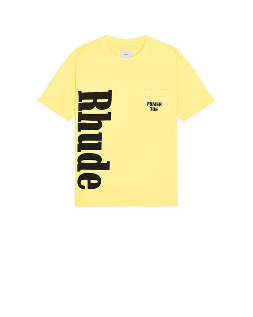 Rhude Yellow Logo Pocket Tee for men