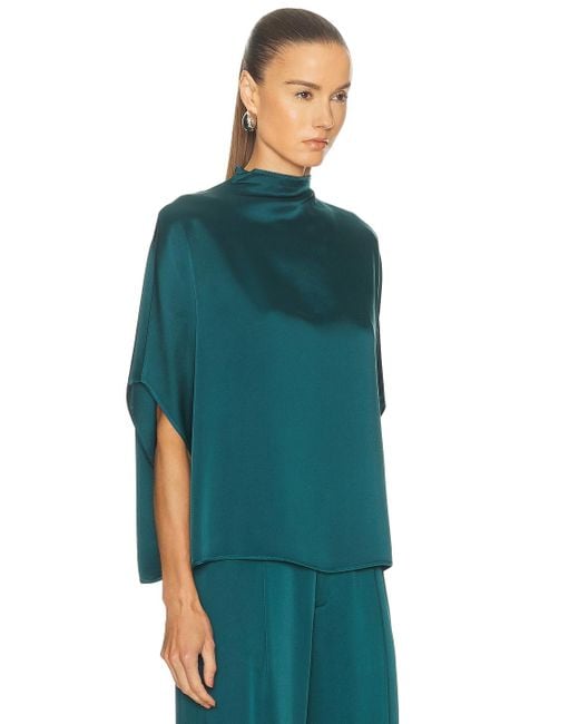 LAPOINTE Green Satin Cape Tee
