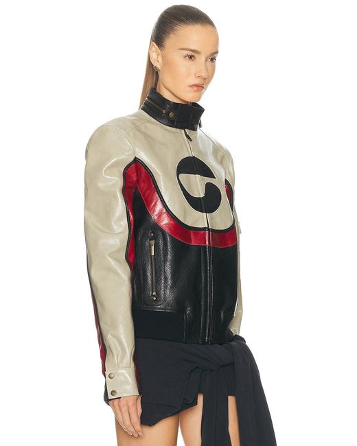 Coperni Gray C Logo Leather Jacket
