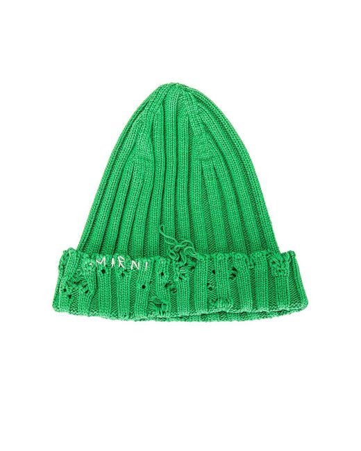 Marni Green Beanie Hat for men