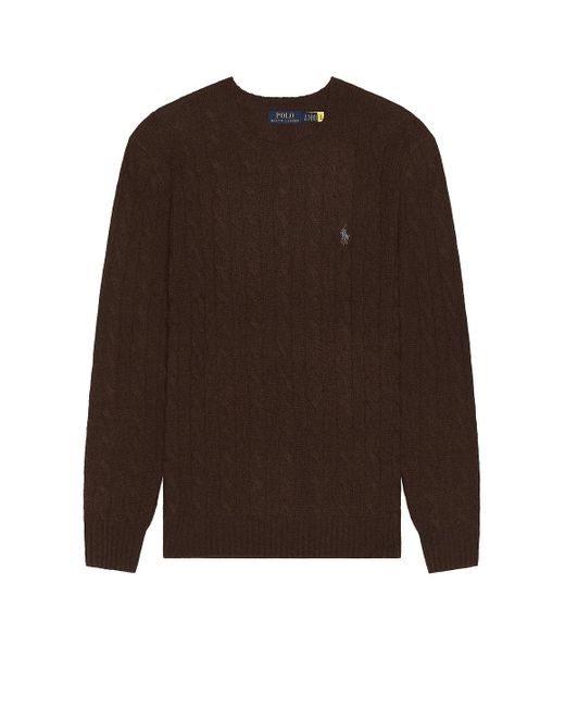 Polo Ralph Lauren Brown Wool Cashmere Cable Knit Crewneck Sweater for men