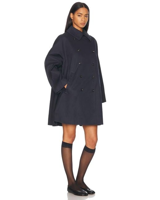 Bode Blue Waxed Herringbone Peacoat