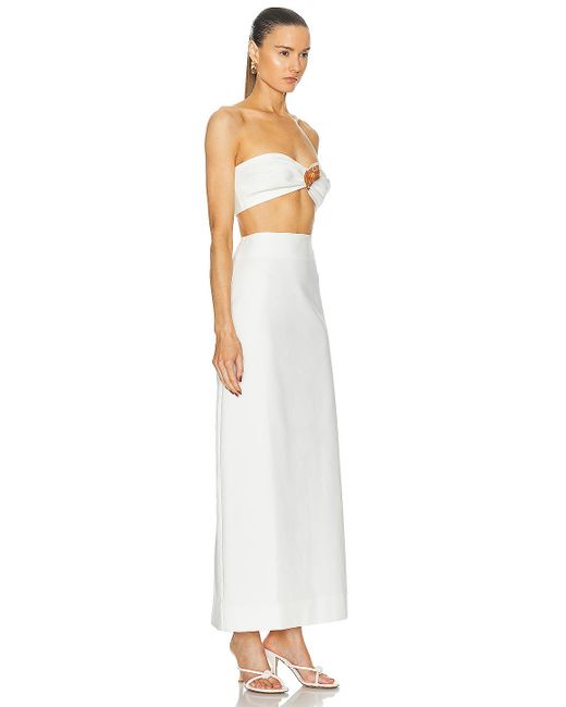 Adriana Degreas White Cotton Solid Top & Skirt Set
