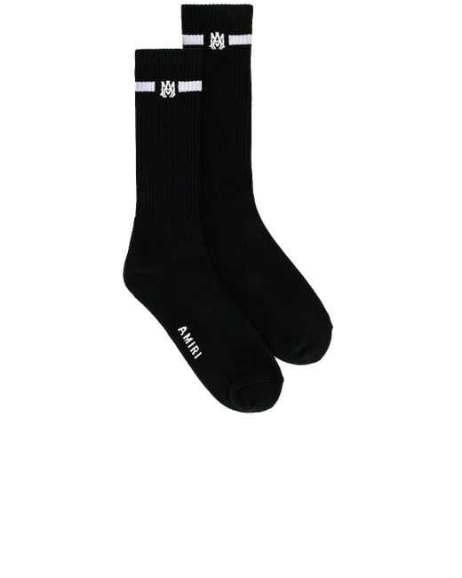 Amiri Cotton Small Ma Solid Socks in Black for Men - Lyst