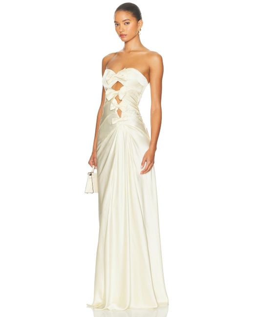white satin cocktail dress Lydia Pearl White Satin Off Shoulder Puff Sleeve Dress (Archive Sale)