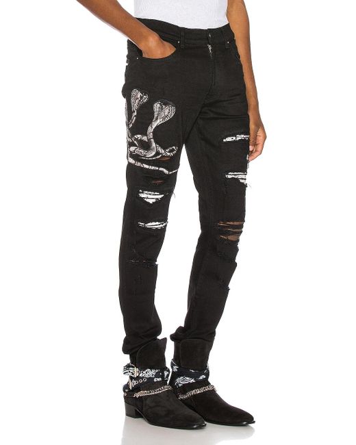 Amiri Black Snake Patch Jean for men