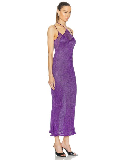 Priscavera Purple Metallic Double Layer Dress