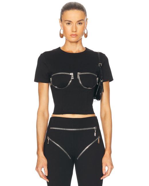 Area Black Zipper Bustier Cup T-shirt
