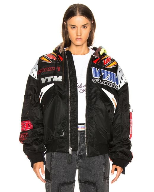 Vetements Black Oversized Racing Bomber Jacket