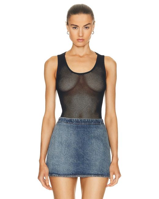 Alaïa Blue Alaïa Fishnet Bodysuit