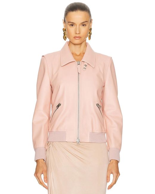 Tom Ford Pink Leather Collar Jacket