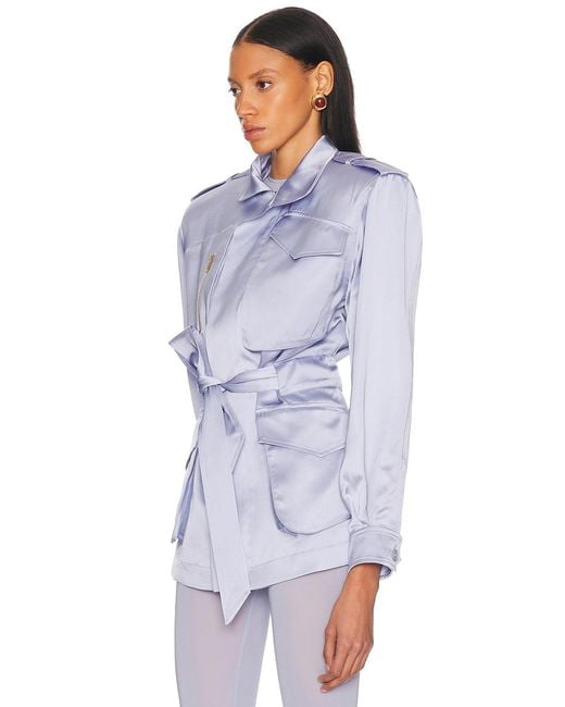 Alexandre Vauthier Blue Satin Tailoring Jacket