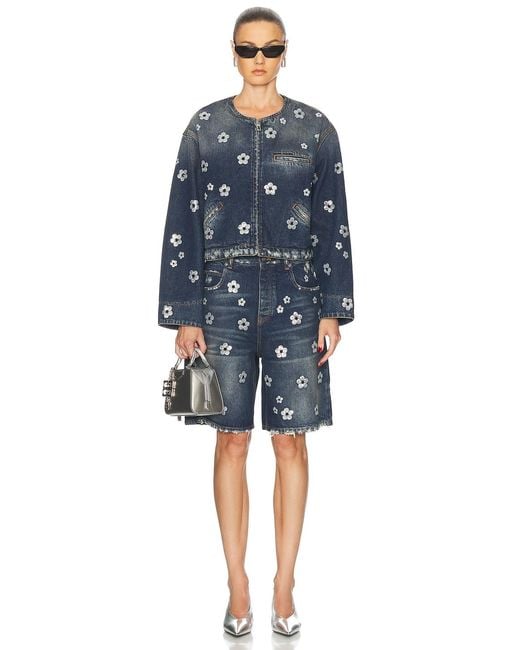 Marc Jacobs Blue Sequin Daisy Cropped Jacket
