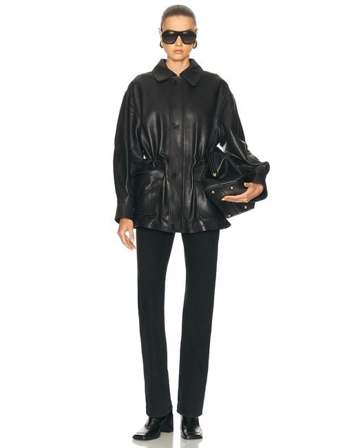 Arma Black Maeve Leather Barn Jacket